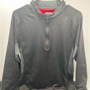 Layer 8 brand performance mid weight long sleeve 1/4 zip shirt.